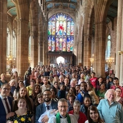 Church interior with congregat