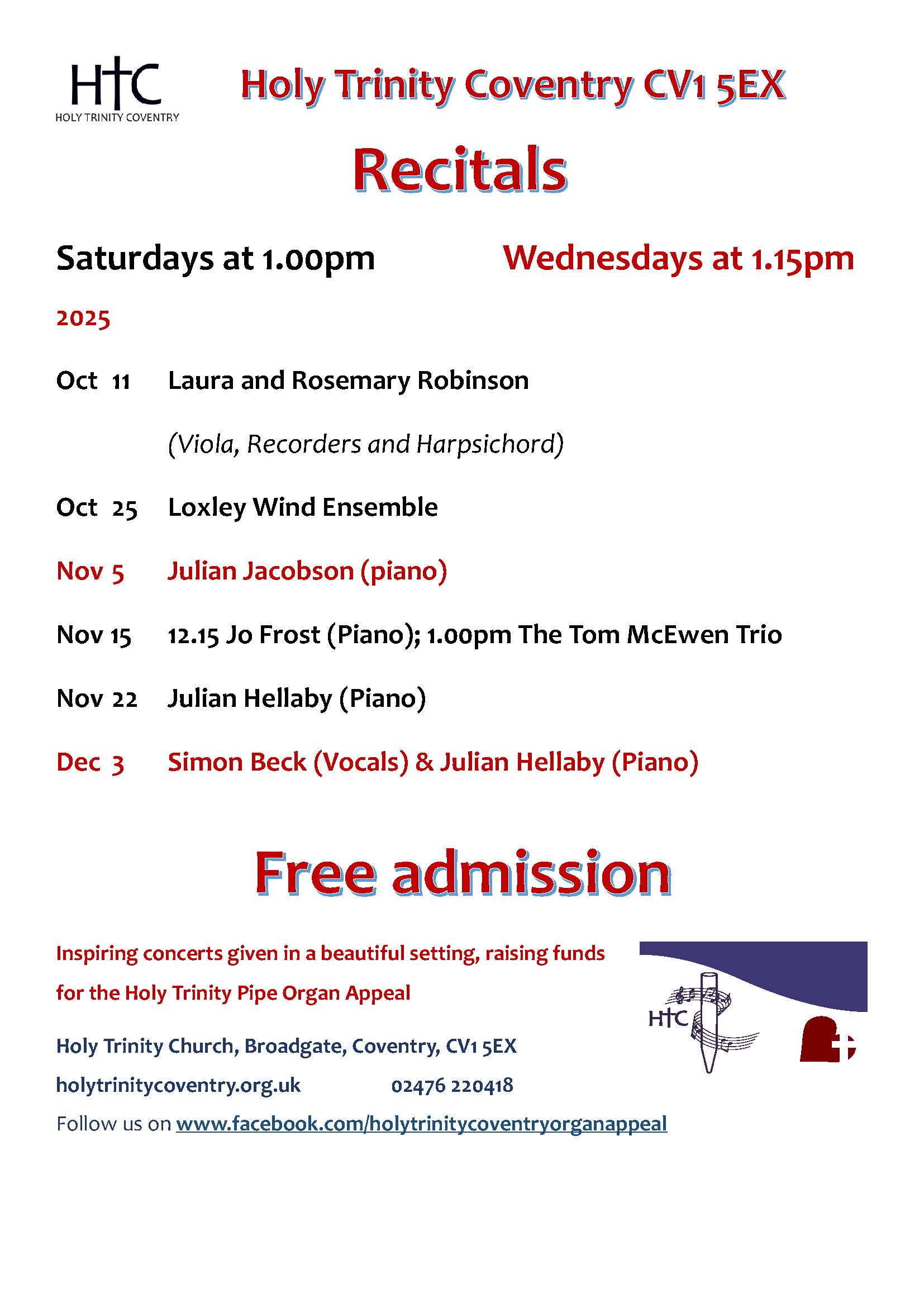 Recitals Autumn 2025 Holy Trin