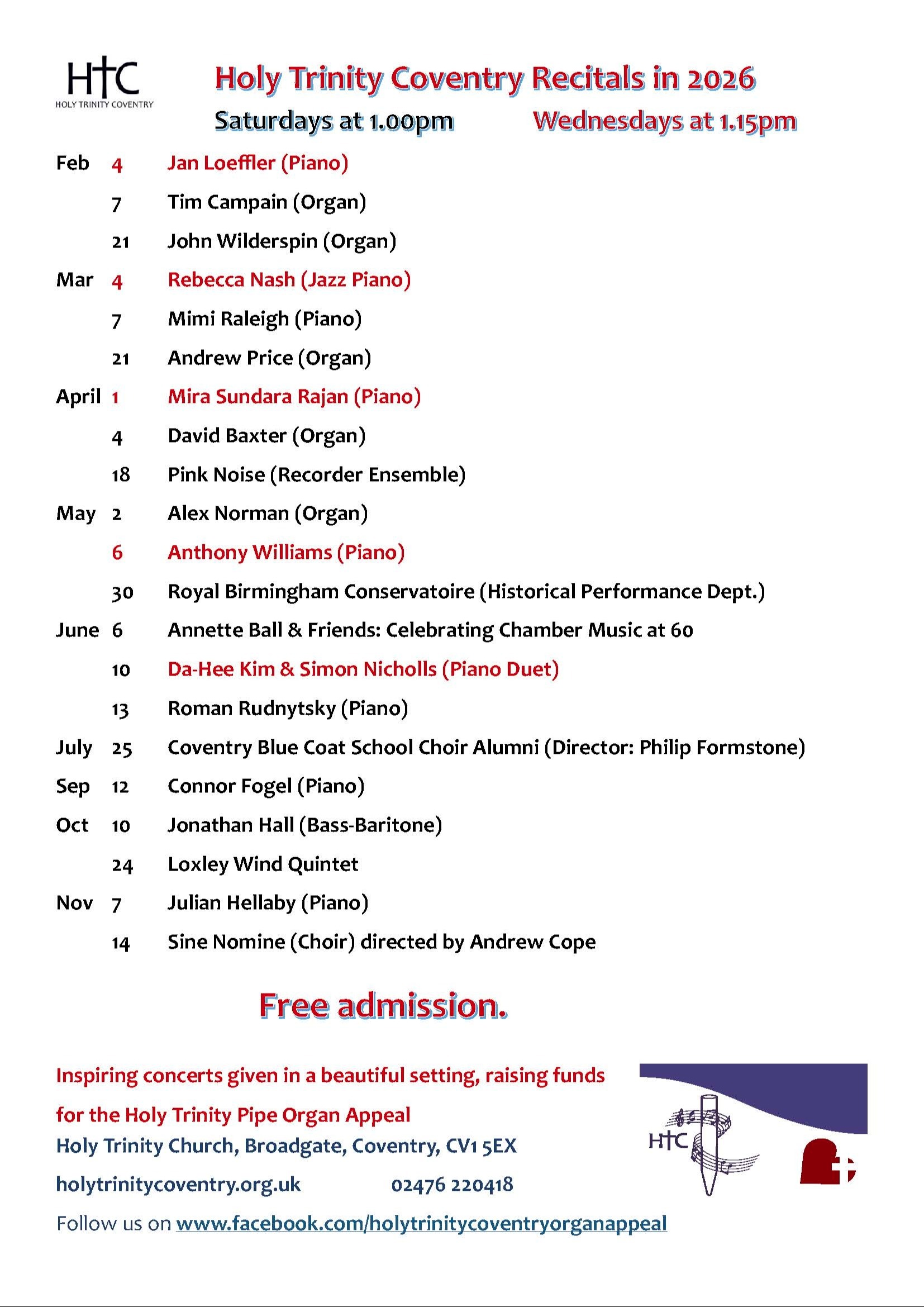 Recitals in 2026 Page 1